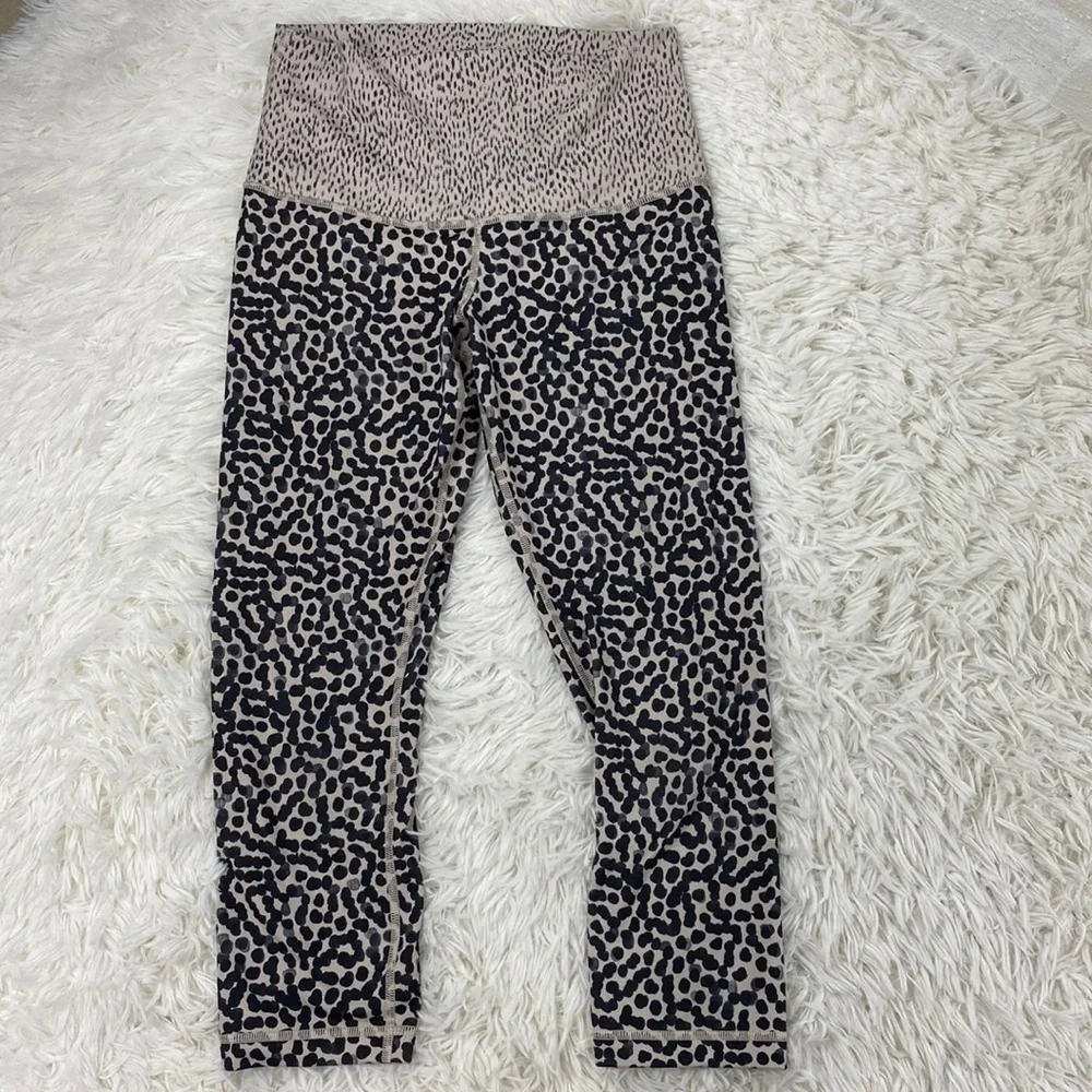 Lululemon Wunder Under Crop (Roll Down) Ace Spot Grain Black